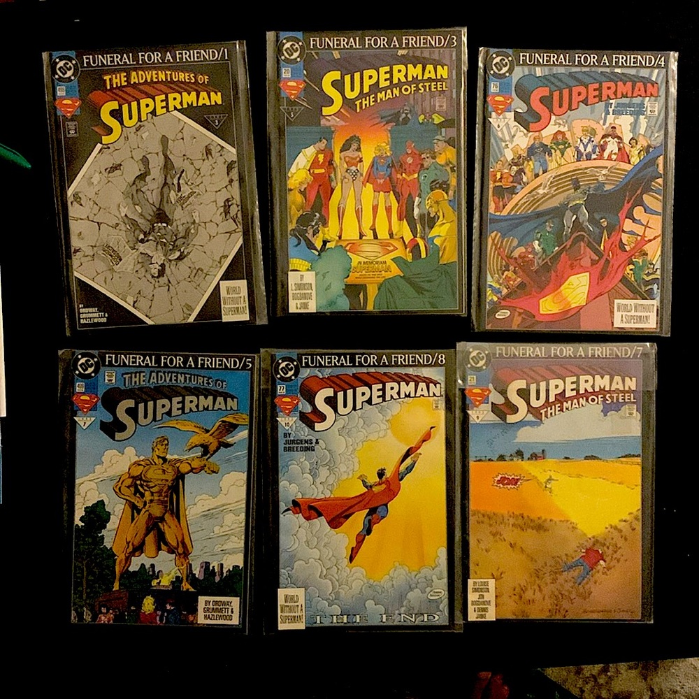 Lot of 6 Superman Funeral for a friend Books 20 21 77 77 498 499DC Comics 1993 X